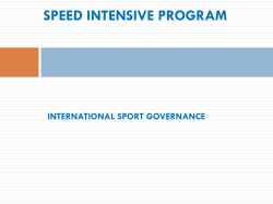 speed intensive program international sport governance