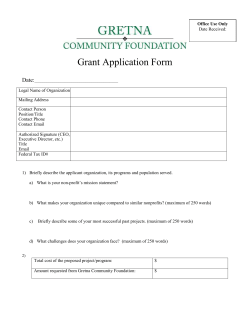 Office Use Only Date Received: Grant Application Form Date: Legal
