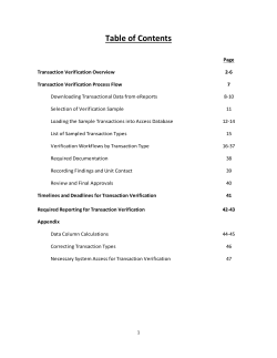 Office of Academic Affairs Transaction Verification and