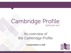 The Cambridge Profile OF APTITUDE TESTS
