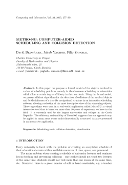 METRO-NG: COMPUTER-AIDED SCHEDULING AND COLLISION