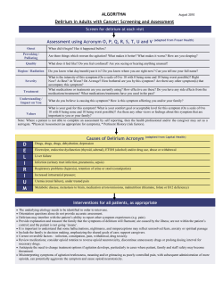 Delirium - Cancer Care Ontario