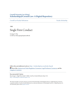 Single Firm Conduct - Scholarship@Cornell Law