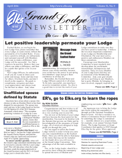 Let positive leadership permeate your Lodge ER`s, go to Elks.org to