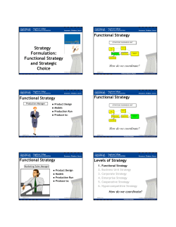 Strategy Formulation: Functional Strategy and Strategic Choice