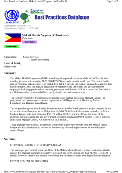 Summary Narrative Makati Health Program (Yellow Card)