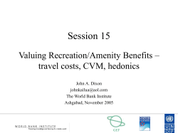 Session 15 Valuing Recreation/ Amenity Benefits – travel
