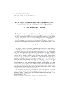 Fixed point results in partially ordered metric