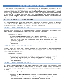 IV. DESIRED STUDENT LEARNING OUTCOMES