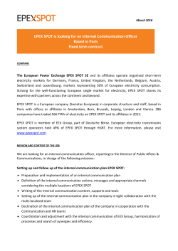 EPEX SPOT is looking for an Internal Communication Officer Based