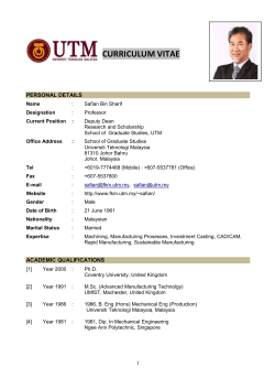 Name : Safian Bin Sharif - Faculty of Mechanical Engineering