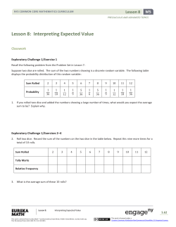 Lesson 8: Interpreting Expected Value