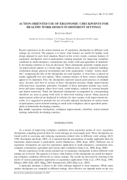 action-oriented use of ergonomic checkpoints for healthy work