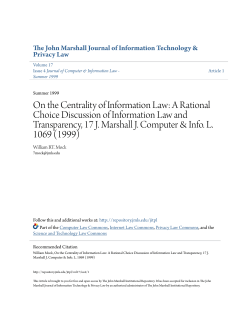 On the Centrality of Information Law: A Rational Choice Discussion