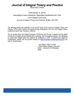 Journal of Integral Theory and Practice - Susanne Cook