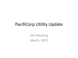 JSIS Utility Update - Pacificorp 3-3-2015