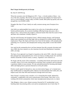 Don`t forget Jewish poverty in Europe By Alan H. Gill/JNS.org When