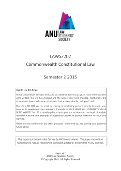 LAWS2202 &ndash; 2015 &ndash; Sem 2 - ANU Law Students` Society