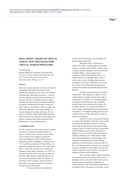 New Strategies for Virtual World Operators