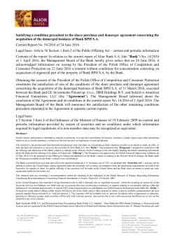 Satisfying a condition precedent to the share purchase and