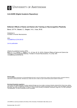 Editorial: Effects of Game and Game-Like Training