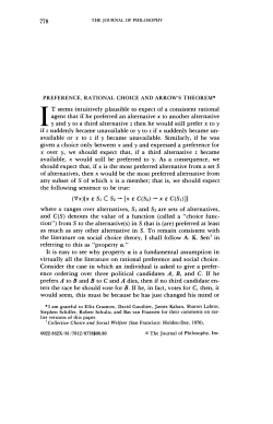 Preference, Rational Choice and Arrow`s Theorem