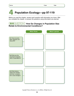 CHAPTER 4: POPULATION ECOLOGY VOCABULARY abiotic factor