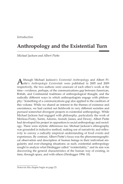 Anthropology and the Existential Turn