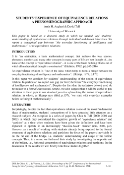 students` experience of equivalence relations a