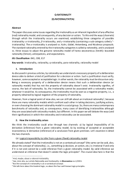 q-rationality (q-RAȚIONALITATEa) Abstract The paper discusses