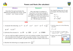 Powers and Roots (No calculator) Literacy