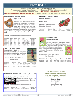 play ball! - City of Oak Creek