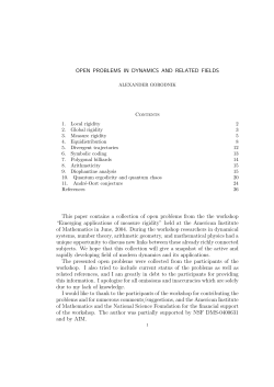 OPEN PROBLEMS IN DYNAMICS AND RELATED FIELDS This