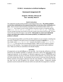 CS 540-2: Introduction to Artificial Intelligence Homework