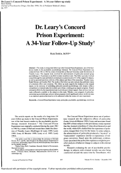 Dr. Leary`s Concord Prison Experiment: a 34-year follow
