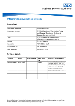 NHSBSA Information Governance Strategy