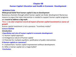 Chapter 6B Human Capital: Education and Health in Economic