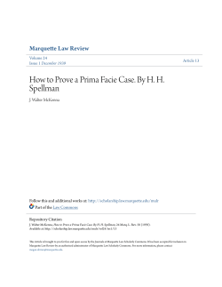 How to Prove a Prima Facie Case. By HH Spellman