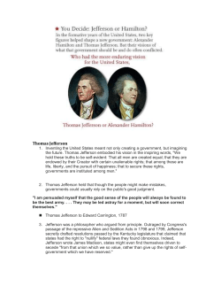 Thomas Jefferson Inventing the United States meant not only