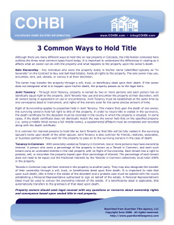3 Common Ways to Hold Title - Colorado Home Buyers Information