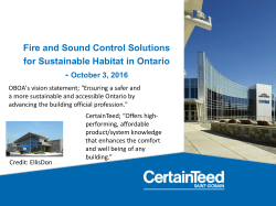 Canadian Market is Code Driven - Ontario Building Officials
