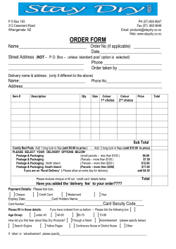 Cash customers order form