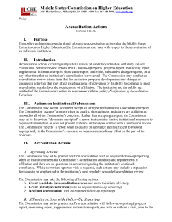 Accreditation Actions - Middle States Commission on Higher