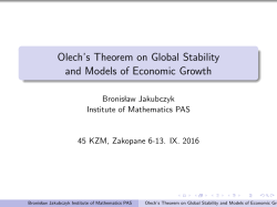 Olech`s Theorem on Global Stability and Models of Economic Growth