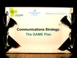 Communications Strategy: The GAME Plan