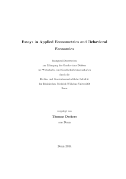 Essays in Applied Econometrics and Behavioral Economics