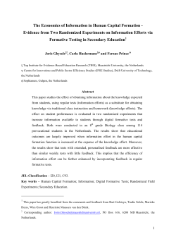 The Economics of Information in Human Capital Formation