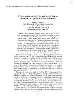 TD-Gammon, A Self-teaching Backgammon