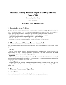 Technical Report of Conway`s Inverse Game of Life