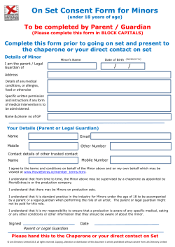 On Set Consent Form for Minors